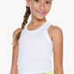 Ribbed Modal Cropped Racerback Tank - White