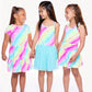 Simply Soft Strappy Be Happy Tulle Dress - Rainbow Sherbet Batik