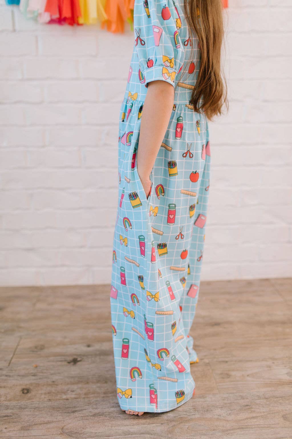 Puff Leggy Romper in Back To School Print