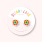 Beaded Flower Stud Earrings | Pink & Orange