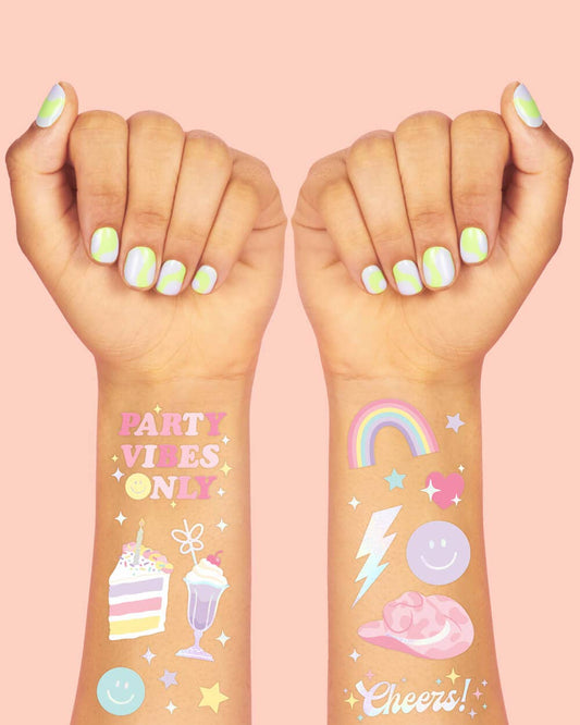 Pastel Pretty Party Temporary Tattoos Favors,Preppy Supplies