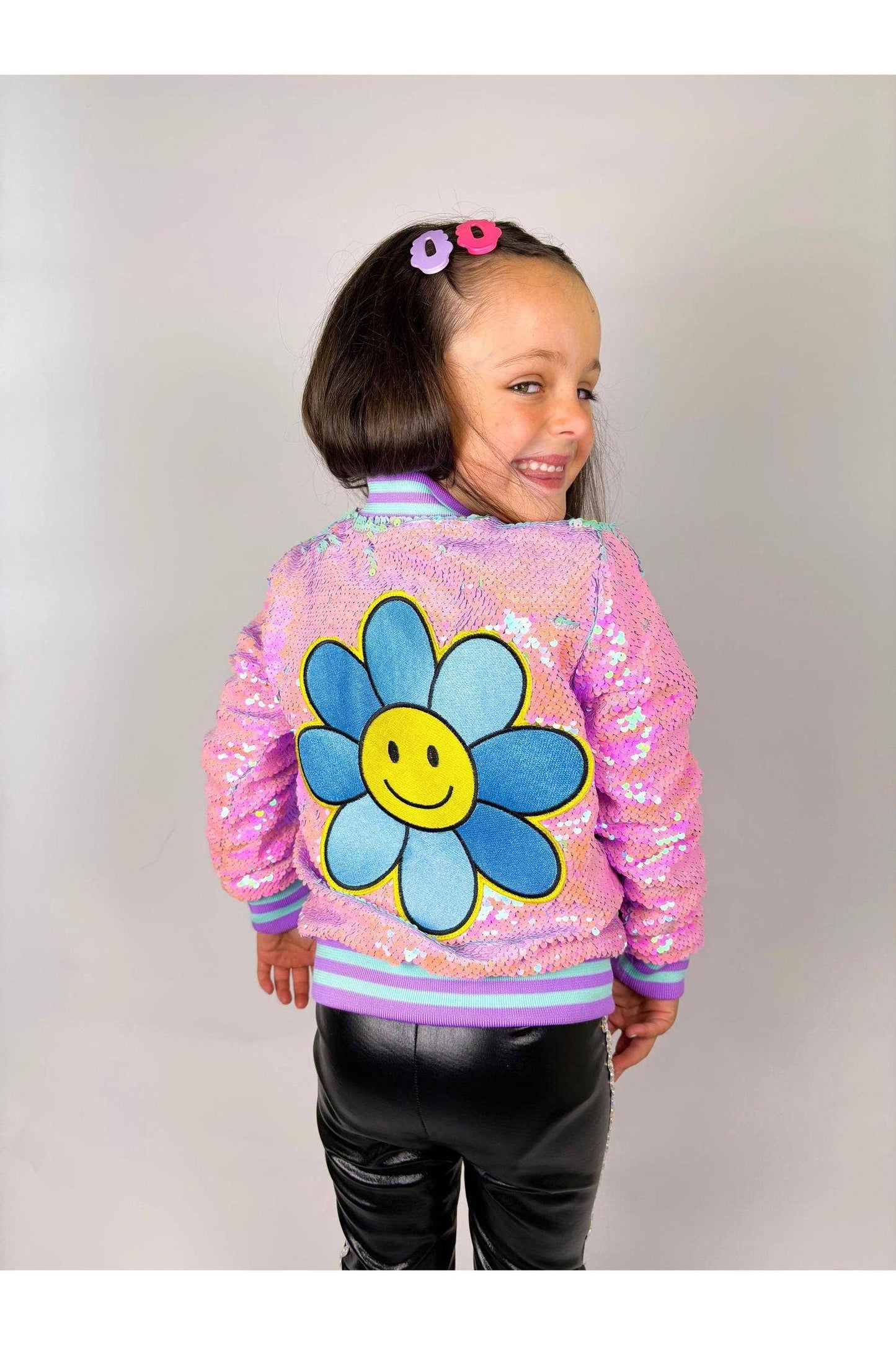 Purple Sequins Bomber Jacket