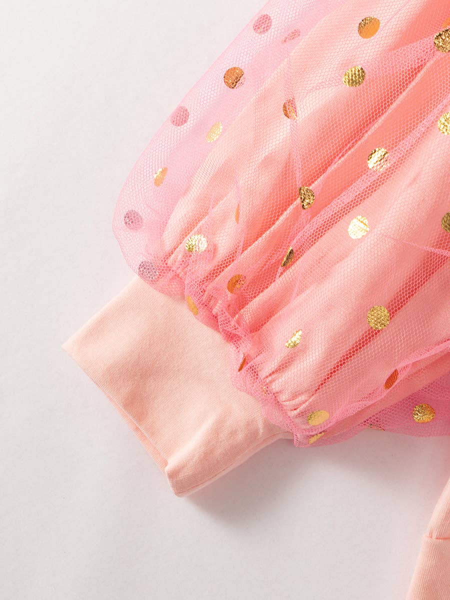 Halloween Pink Spooky Puff Sleeves Girl Top