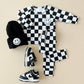 Checkered Smiley Lounge Set | Black