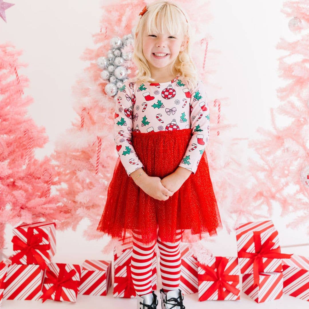 Disco Christmas Long Sleeve Tutu Dress Kids Holiday