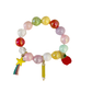 Crushed Glass Bead Stretch Bracelet - I Love School