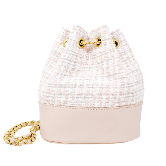 Tweed Drawstring Backpack Bag