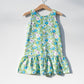 Blue & Green Flower Power Drop Waist Dress