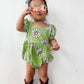 Green Daisy Baby Girl Romper for Spring and Summer