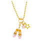 Ballet Slippers & Stars Gold Charm Necklace By ZOMI GEMS