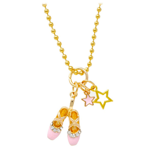 Ballet Slippers & Stars Gold Charm Necklace By ZOMI GEMS