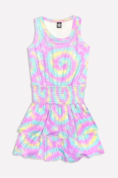 Simply Soft Racer Tank Smocked Skirt Dress - Cotton Candy Tie Dye