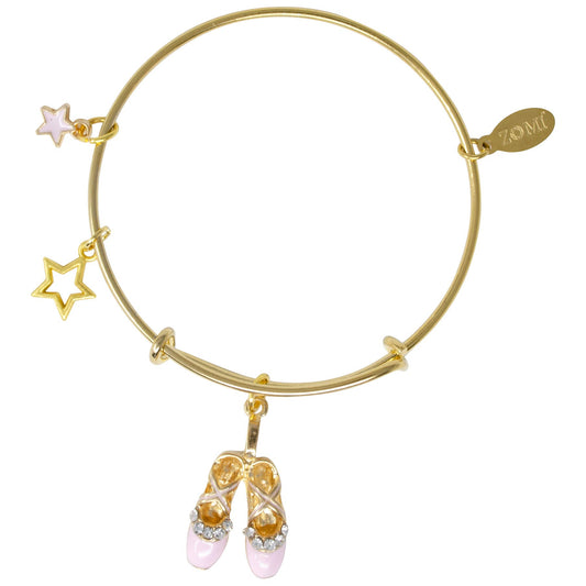 Ballet Pointe Shoes & Star Gold Bangle Bracelet by ZOMI GEMS