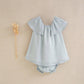 Baby girl dress with aquamarine briefs ceremony