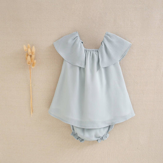 Baby girl dress with aquamarine briefs ceremony