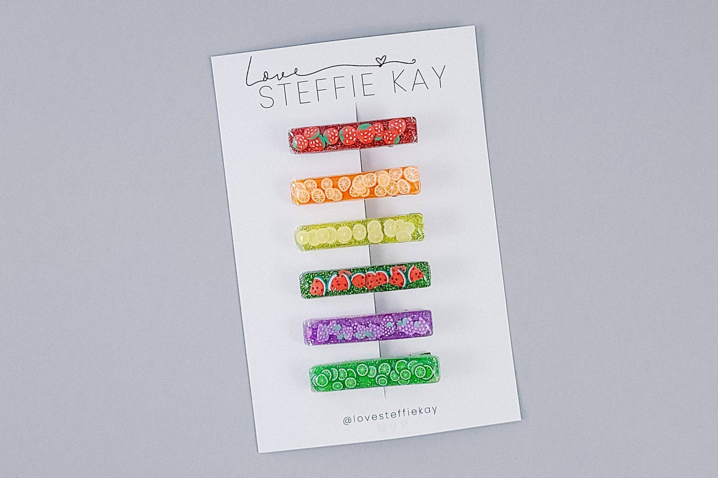 6-Pack Resin Bar Hair Clip | Fruit
