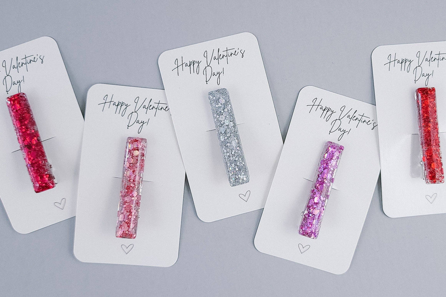 Resin Bar Hair Clip | Valentine's Day Glitter | Valentine Cards