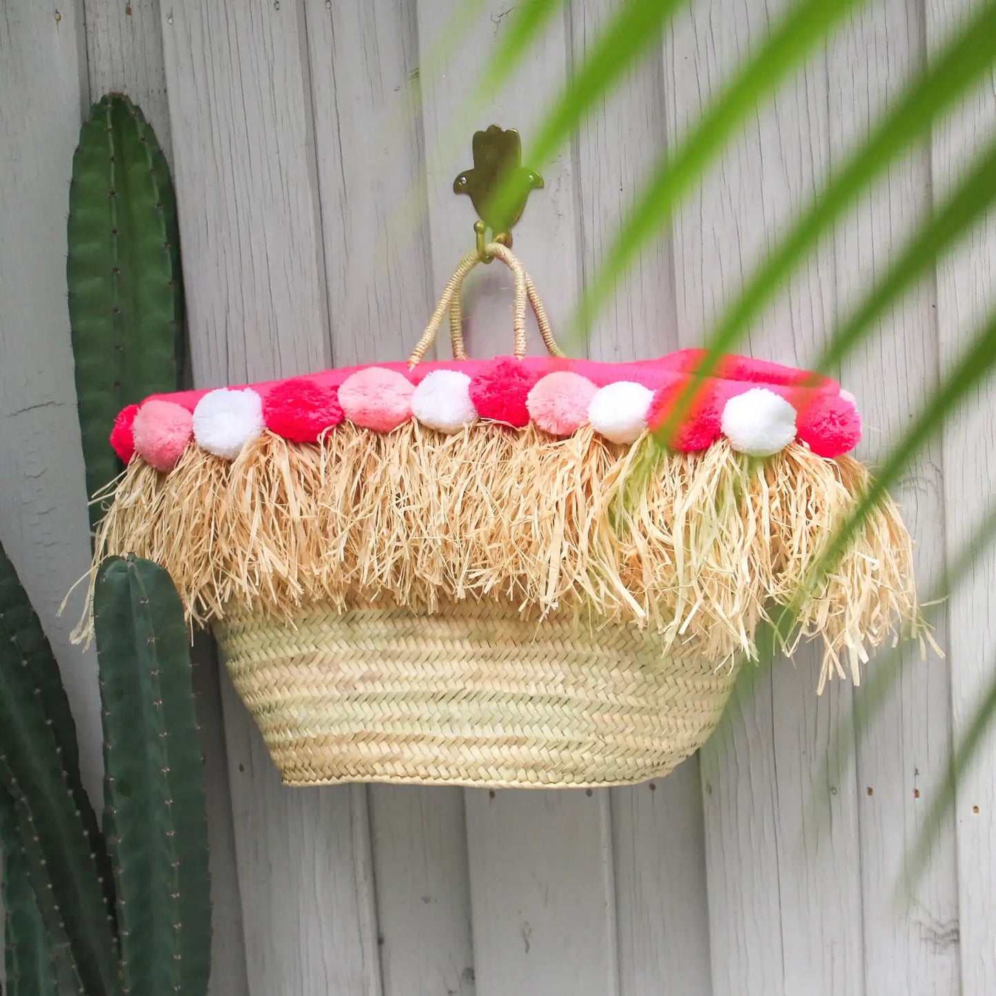 Straw PomPom Basket
