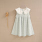 Vichy green and daisy checkered girl's dress