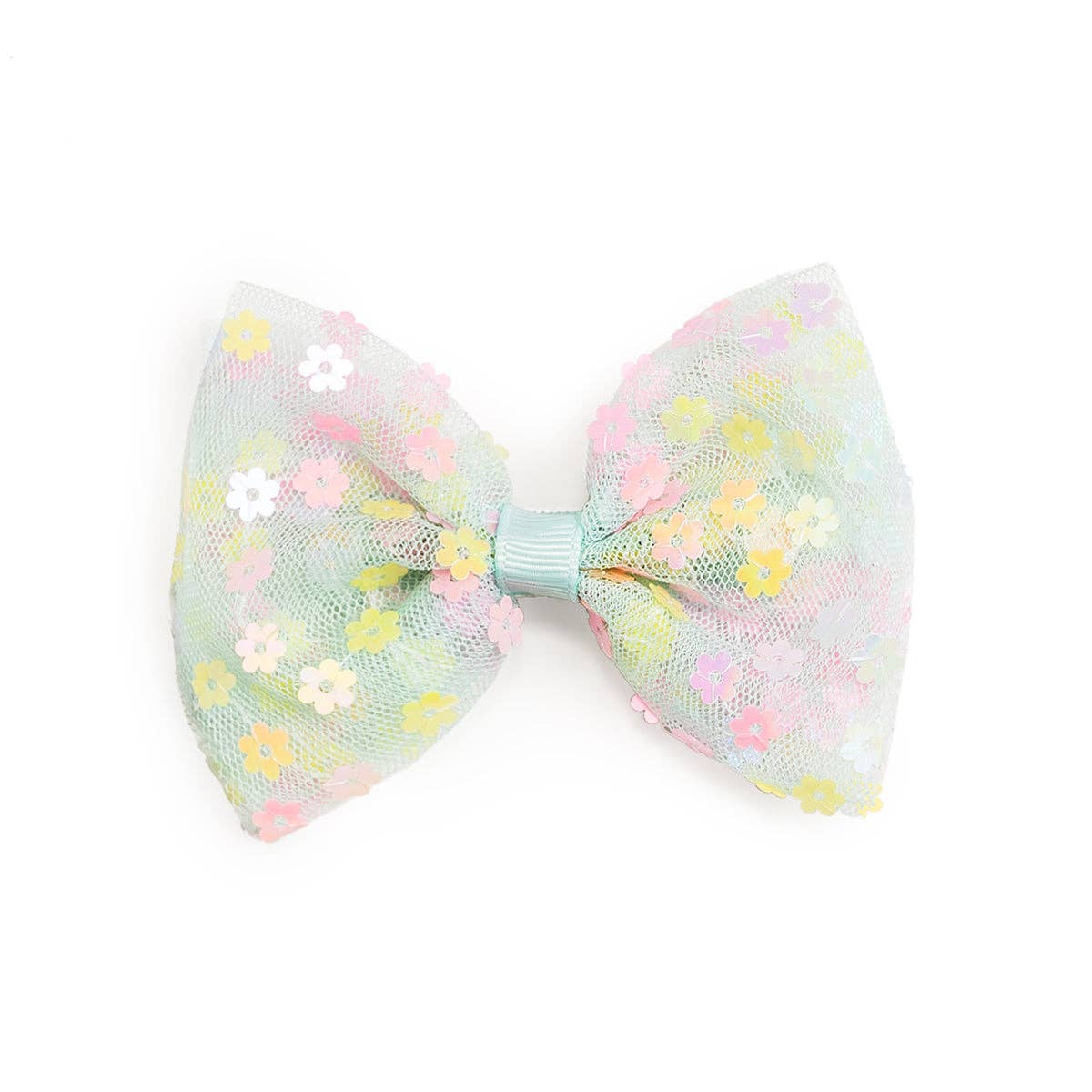 Robin's Egg Blue Confetti Flower Bow Clip - Kids Easter Clip