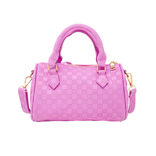 Checkered Canvas Duffle Handbag