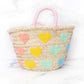 Multicolor Heart Straw Basket