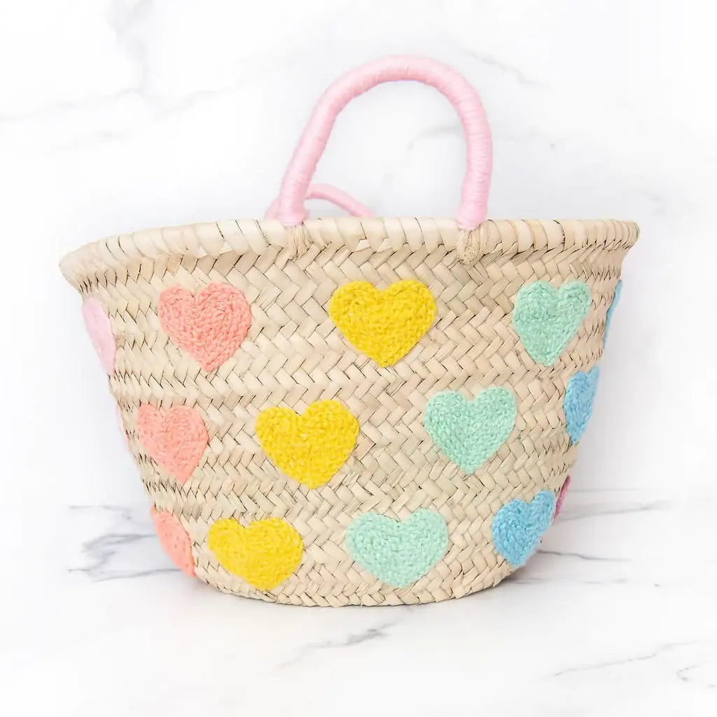 Multicolor Heart Straw Basket