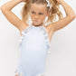 Polka Dot Silver Ruffle Swimsuit